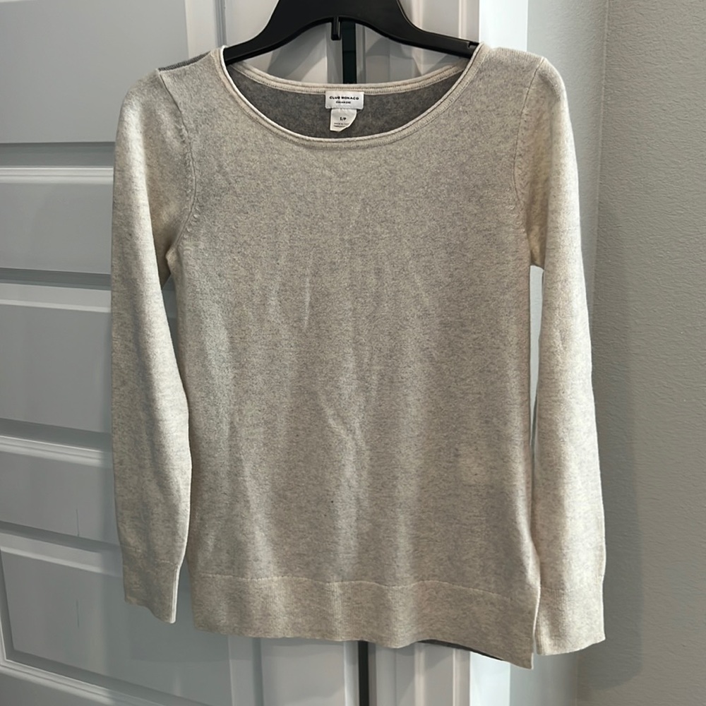 Club Mónaco Cashmere two toned cream and gray long sleeve sweater